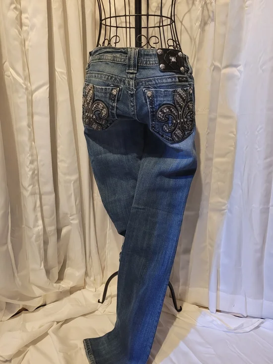 Miss Me Blue Distressed Boot Cut Jeans - Picture 2 of 5